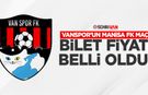 Vanspor’un Manisa FK maçı bilet fiyatı belli oldu!