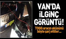 Van'da ilginç görüntü! TOGG aracın aküsünü böyle şarj ettiler...