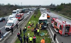 Yolcu otobüsü bariyerlere çarptı: 17 yaralı