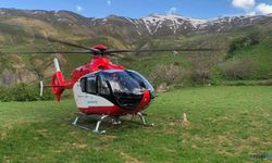 Ayağı kırılan vatandaş için ambulans helikopter havalandı!