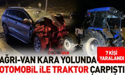 Ağrı-Van kara yolunda otomobil ile traktör çarpıştı: 7 kişi yaralandı!