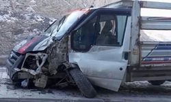 Hakkari-Van kara yolu üzerinde kontrolden çıkan kamyonet direğe çarptı: 1 yaralı