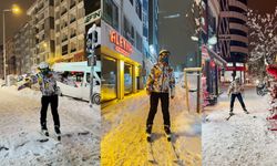 Van’da kar manzarası ilginç görüntülere sahne oldu