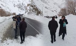 Hakkari-Van kara yoluna çığ düştü: Onlarca araba mahsur kaldı