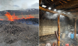Van’da iki ilçede çıkan yangın korkuttu!