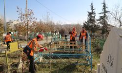 Van'da şehitliklerdeki bayraklar yenilendi, mezarlar bakımdan geçirildi