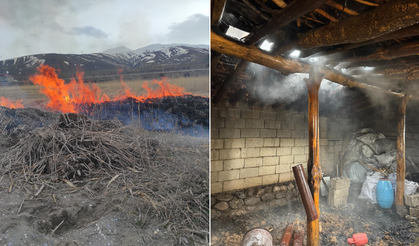 Van’da iki ilçede çıkan yangın korkuttu!
