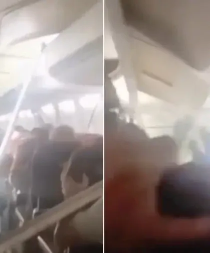 Şiddetli fırtına felaketti yaşattı: Havada uçağın tavanı yolcuların üzerine çöktü!