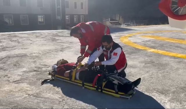 Trafik kazasında yaralanan hasta ambulans helikopterle hastaneye ulaştırıldı