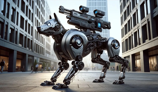 Çin'de insan gibi nişan alan robotik köpek geliştirdi!