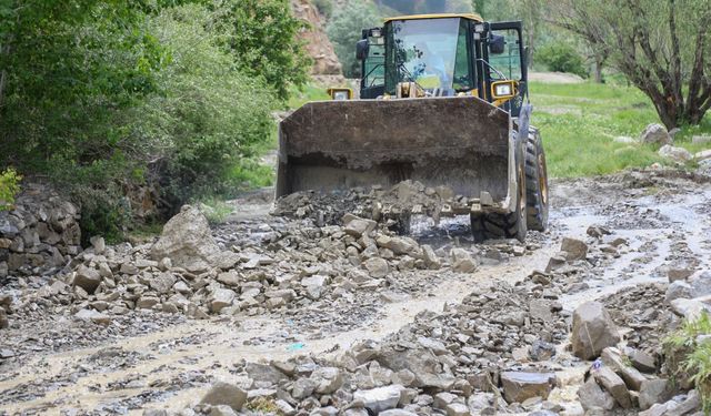Başkale'de sel meydana geldi: O yol kapandı!