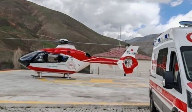 Van’da helikopter ambulans 86 yaşındaki hasta için havalandı!