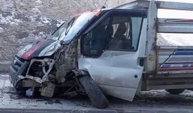 Hakkari-Van kara yolu üzerinde kontrolden çıkan kamyonet direğe çarptı: 1 yaralı