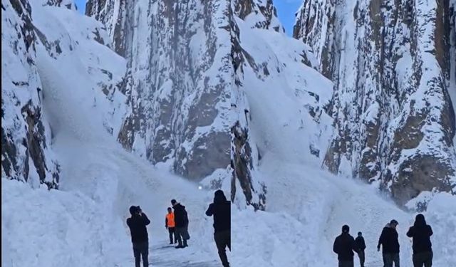 Van-Hakkari kara yolunda inen çığ görüntülendi