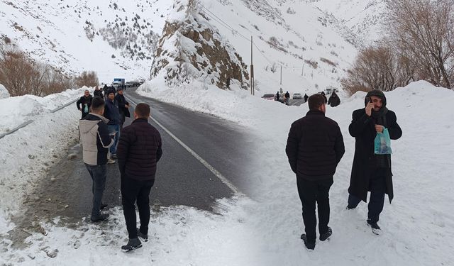Hakkari-Van kara yoluna çığ düştü: Onlarca araba mahsur kaldı