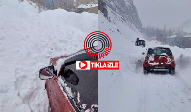 Van’da aracın üzerine çığ düştü: Sürücü son anda kurtuldu