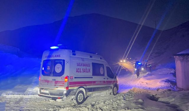 Van’da çığ düşen mahallede hasta kurtarma çalışması