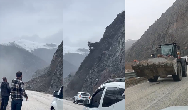 Hakkari-Van karayolunda facianın eşiğinden dönüldü: Heyelan anı dehşete düşürdü!