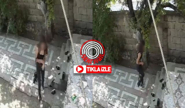 Van’da gündüz vakti bahçeye giren kadın hırsız telefonu çaldı!