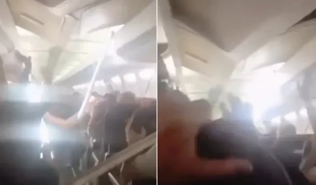 Şiddetli fırtına felaketti yaşattı: Havada uçağın tavanı yolcuların üzerine çöktü!