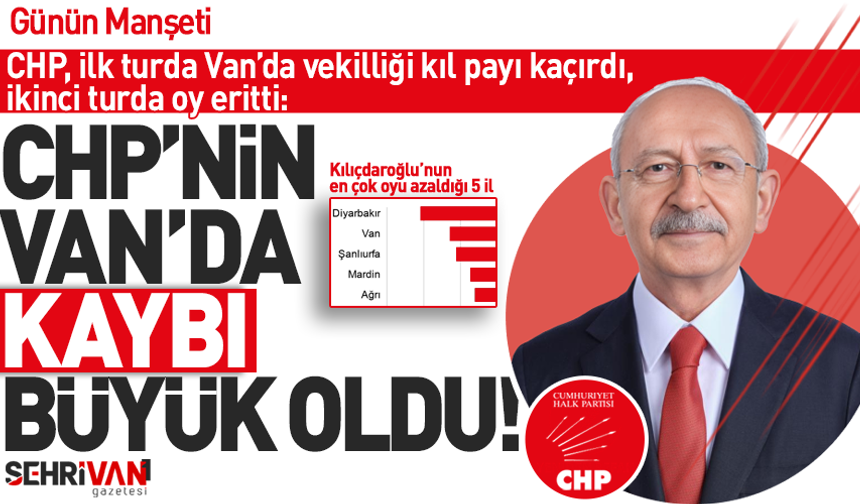 CHP Van’da 14 Mayıs’ta vekilliği, 2. turda ise büyük bir oy kaybetti!