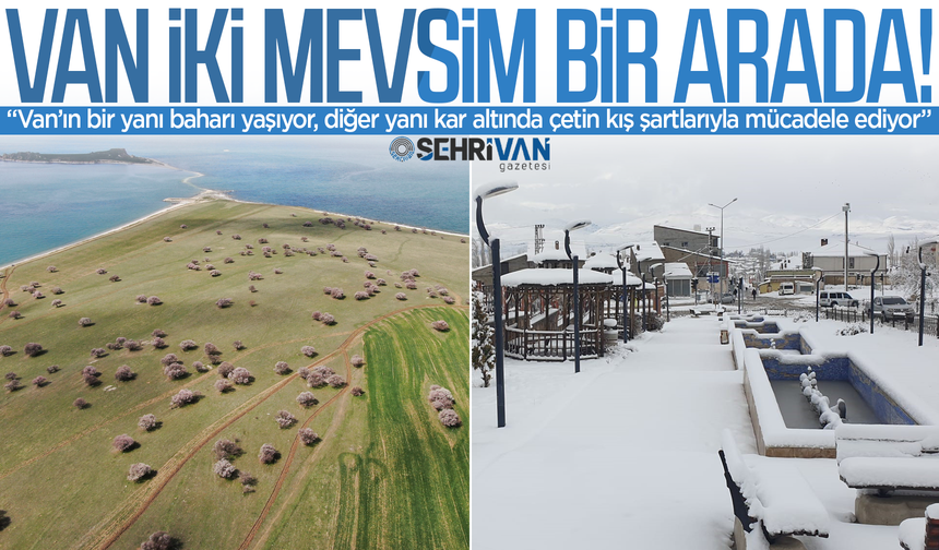 Van’da mevsimler karıştı: Aynı ay, iki farklı mevsim tek karede!