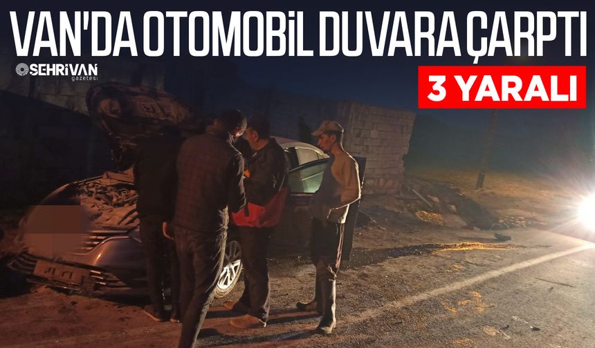 Van'da otomobil duvara çarptı: 3 yaralı