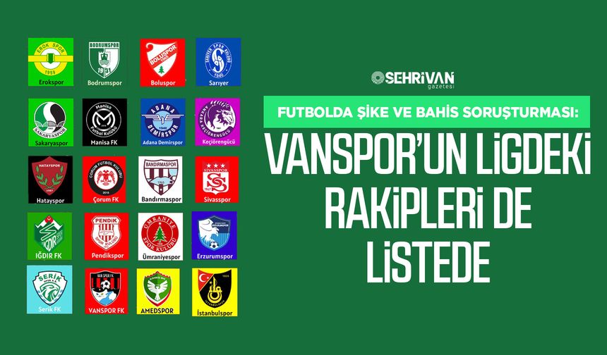Futbolda şike ve bahis soruşturması: Vanspo​r’un ligdeki rakipleri de listede