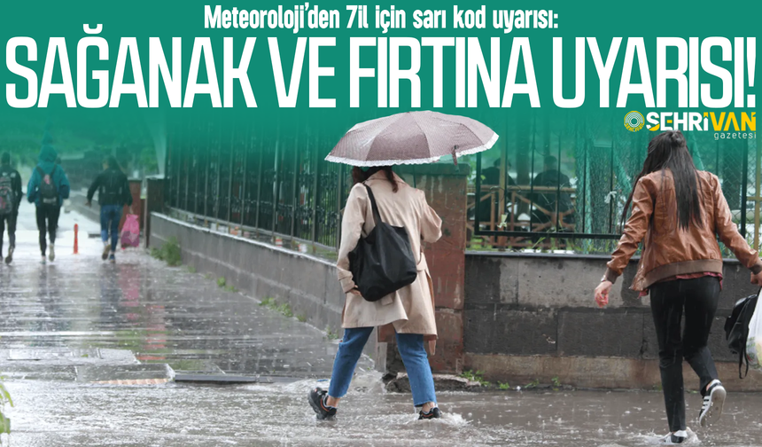 Meteoroloji’den sağanak ve fırtına uyarısı: 7 ile sarı kod!