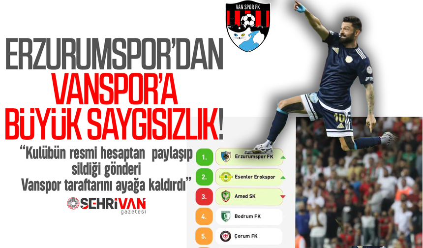 Erzurumspor’dan Vanspor’a büyük saygısızlık: Paylaşıp sildiği gönderi Van'ı ayağa kaldırdı!