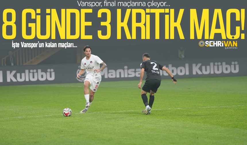 Bu maçlar Vanspor’un kaderini belirleyecek: 8 günde 3 kritik maç! İşte kalan maçlar…
