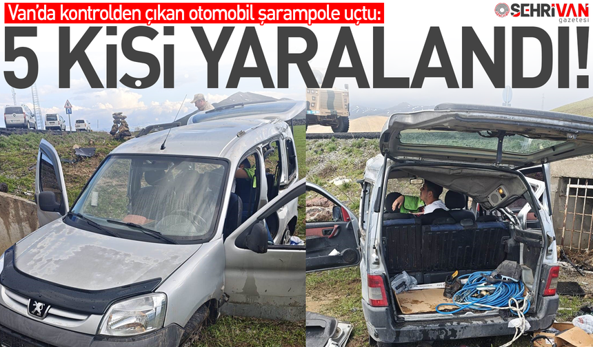Van’da kontrolden çıkan otomobil şarampole uçtu: 5 kişi yaralandı!