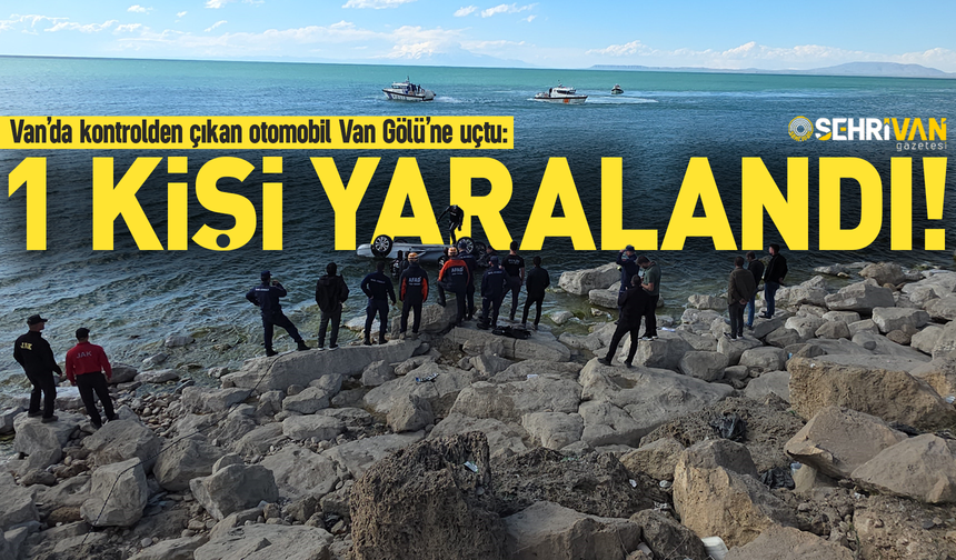 Van’da kontrolden çıkan otomobil Van Gölü’ne uçtu!