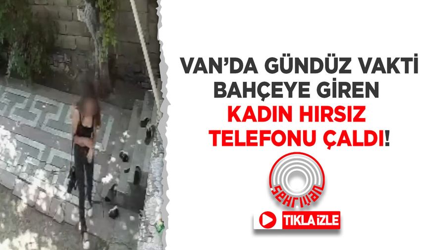 Van’da gündüz vakti bahçeye giren kadın hırsız telefonu çaldı!
