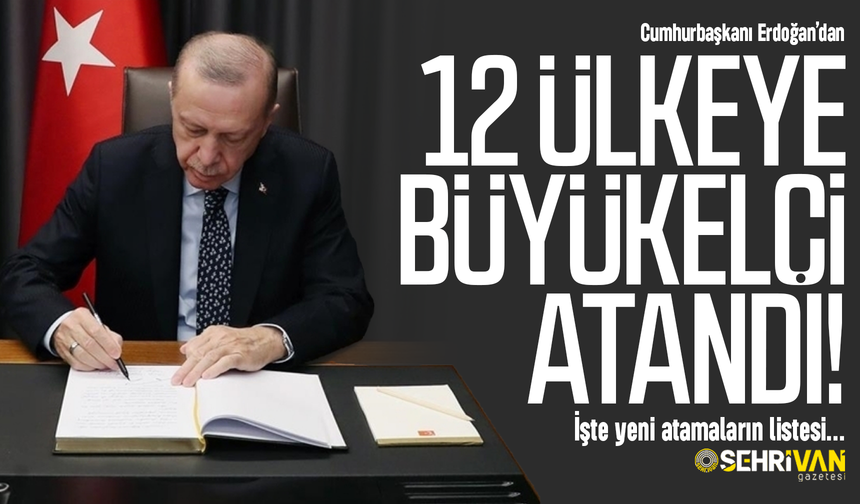 Cumhurbaşkanı Erdoğan 12 ülkeye yeni büyükelçi atadı! İşte atanan isimler…