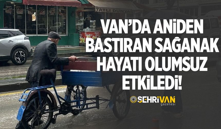 Van’da aniden bastıran sağanak hayatı olumsuz etkiledi!