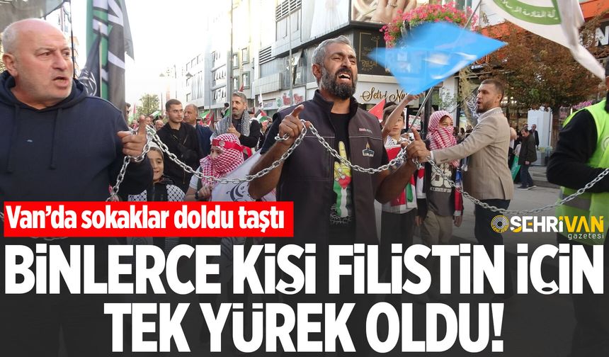 Van’da sokaklar doldu taştı: Binlerce kişi Filistin için tek yürek oldu!