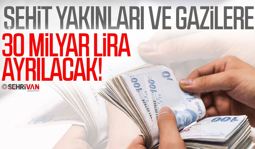 Şehit yakınları ve gazilere 30 milyar lira ayrılacak!