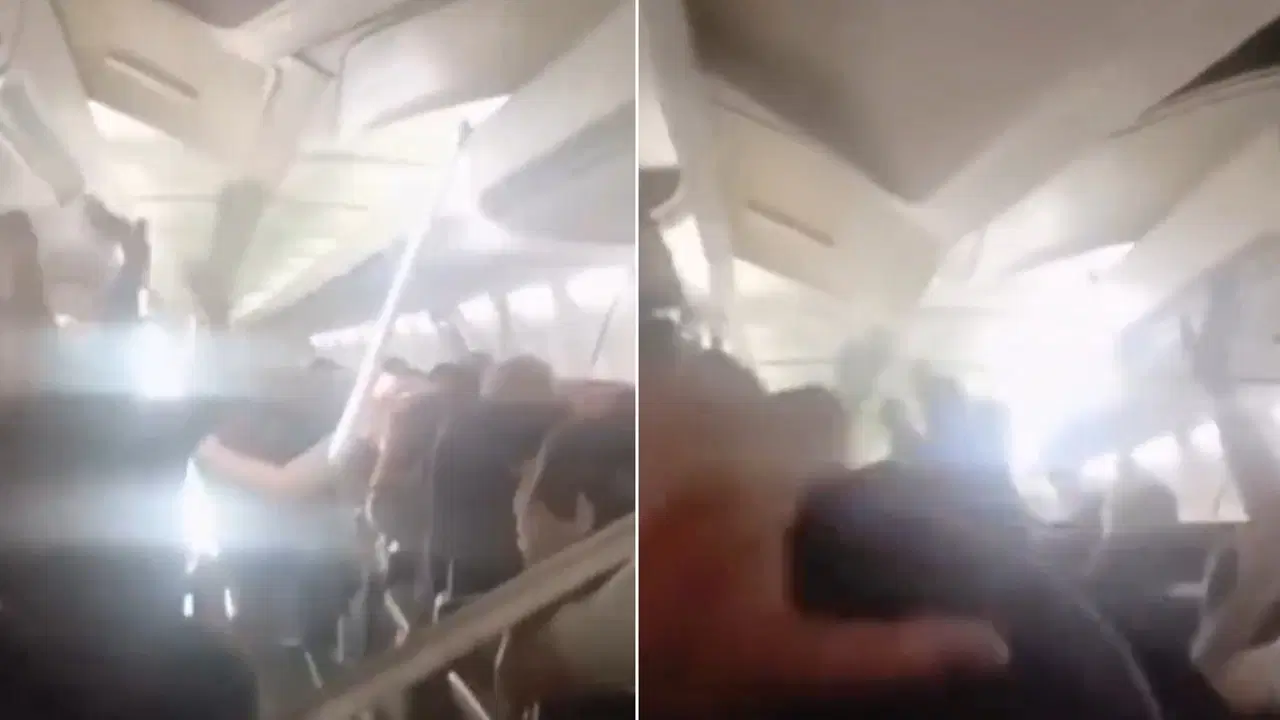 Şiddetli fırtına felaketti yaşattı: Havada uçağın tavanı yolcuların üzerine çöktü!